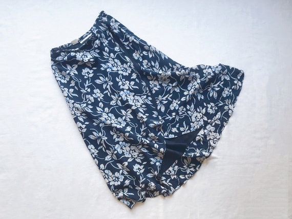vintage silk skirt floral midi skirt minimalist m… - image 2