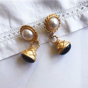 vintage earrings golden earrings chain earrings faux pearl statement earrings dangle earrings drop earrings cocktail party
