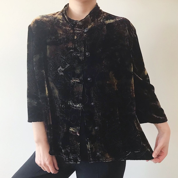 vintage velvet blouse velvet duster velvet shirt … - image 3