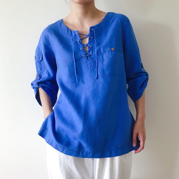 vintage linen shirt linen top linen tunic linen bl