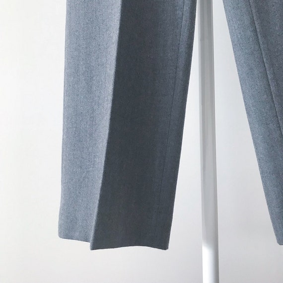 vintage wool pants high waist minimalist gray wid… - image 5