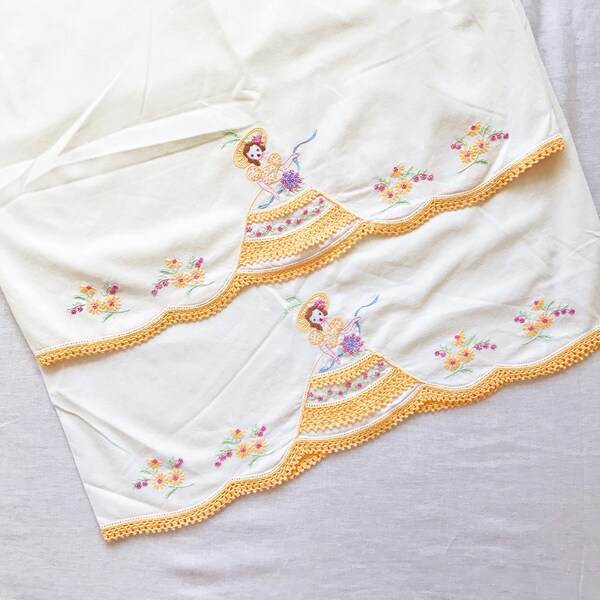 Vintage pillow cases embroidered pillow cases finished edge pillow cases cotton cute girl