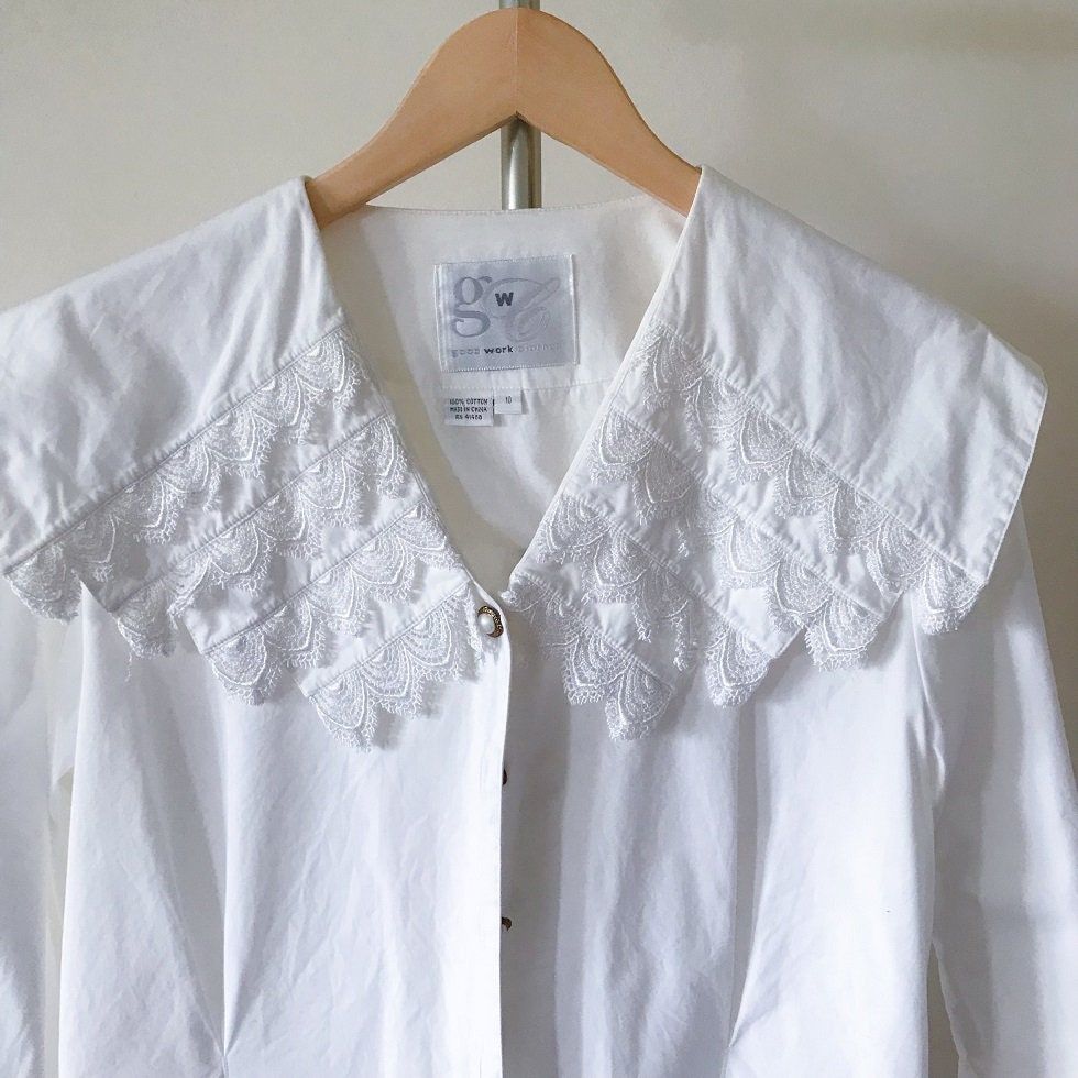 Vintage Blouse White Vintage Shirt Vintage Top Cotton Lace Vintage Blouse White Vintage Shirt Vintage Top Cotton Lace