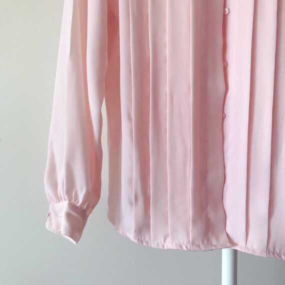 vintage silky blouse pink blush pleated silky shi… - image 7