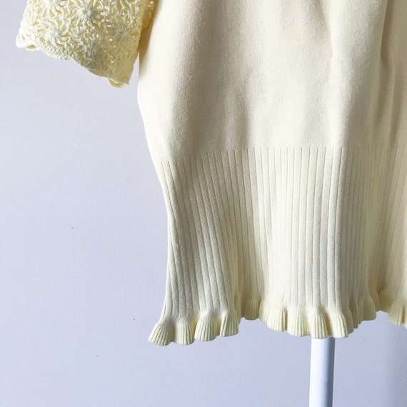 vintage knit top crochet shirt cotton light yello… - image 9