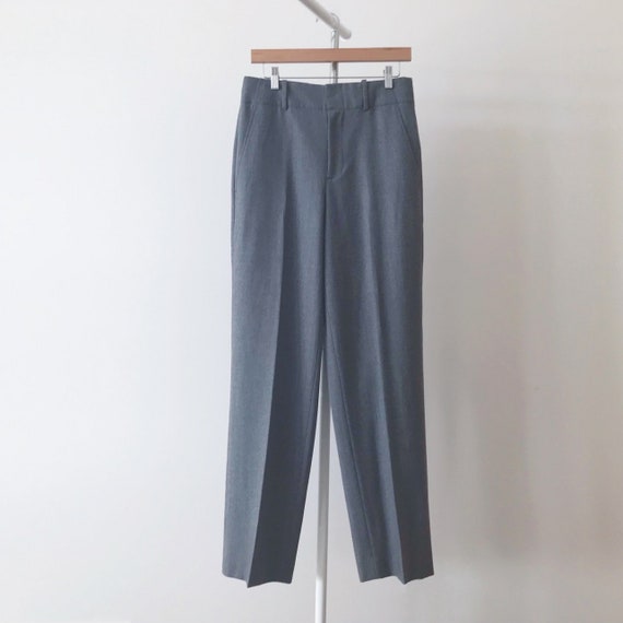 vintage wool pants high waist minimalist gray wid… - image 3