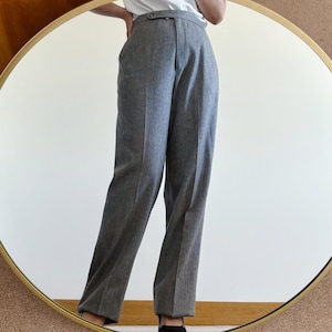 vintage wool pants wool slacks wool trousers minimalist high waist pleated pants gray capsule wardrobe pencil pants straight size M/PL