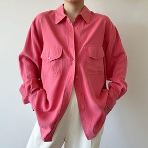 vintage silk blouse deadstock NWT boyfriend style shirt minimalist silk top silk shirt 90s retro silk top button down matte silk size M/L