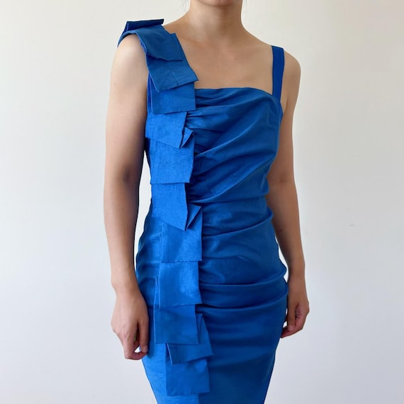 Vintage Dress Mini Dress Formal Dress Asymmetrical Dress Midi Dress Wrinkled Textured Cocktail Party Date Royal Blue Cobalt Blue Size S - Etsy Israel Vintage Dress Mini Dress Formal Dress Asymmetrical Dress Midi Dress Wrinkled Textured Cocktail Party Date Royal Blue Cobalt Blue Size S - Etsy Israel