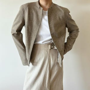 vintage blazer vintage jacket wool blazer vintage blouse tweed minimalist 90s retro vintage style Y2K brown beige capsule wardrobe size S