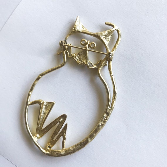 vintage brooch cat brooch animal brooch golden br… - image 7