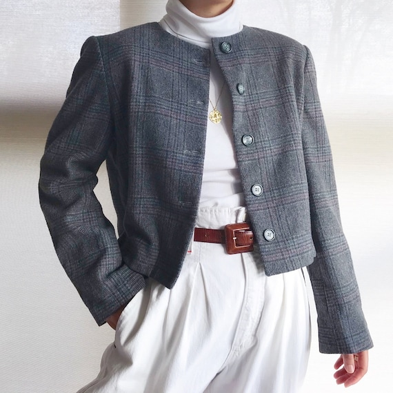 vintage blazer camel hair tweed blazer plaid chop… - image 1