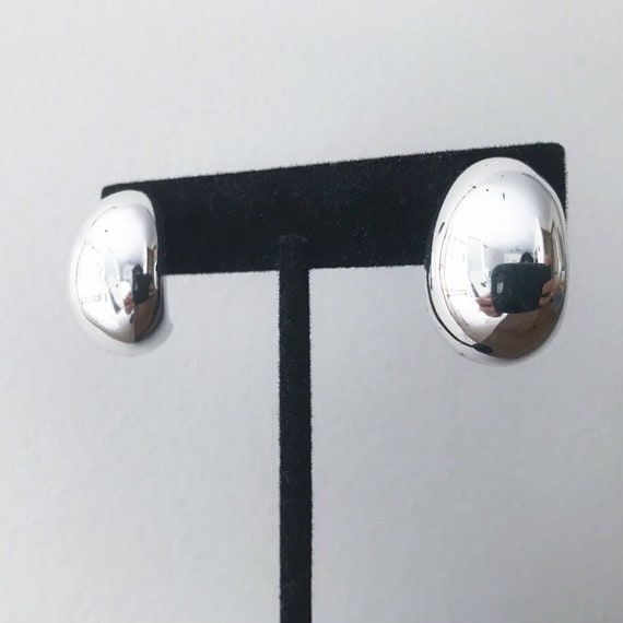 vintage silver earrings silver tone minimalist ea… - image 1