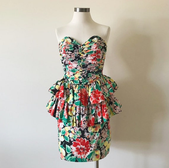 vintage dress layered dress floral dress midi dre… - image 1