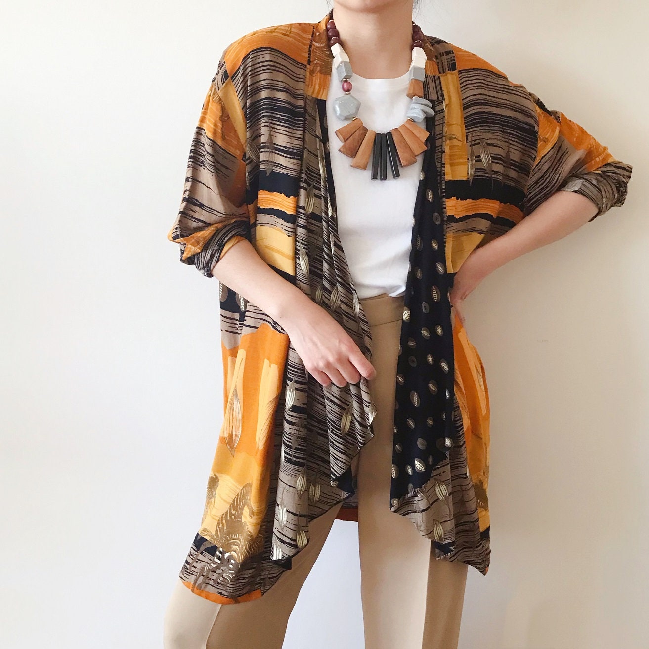 Vintage Blazer Vintage Duster Oversized Jacket Abstract