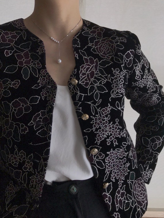 vintage blazer black blazer floral blazer jacket … - image 2