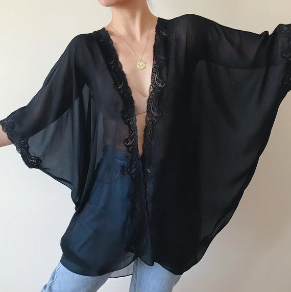 vintage sheer nightgown lingerie black small ? full length negligee 50's  60's - Conseil scolaire francophone de Terre-Neuve et Labrador