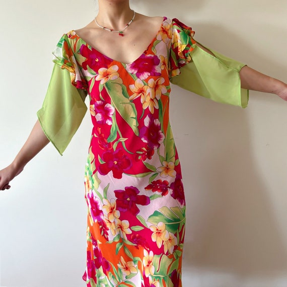 Vintage Dress Floral Dress Silk Dress Lauren Ralph Lauren