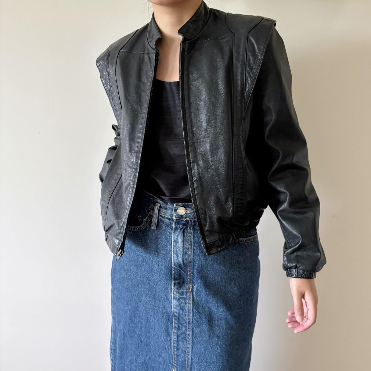 80s Cropped Leather Jacket - Etsy