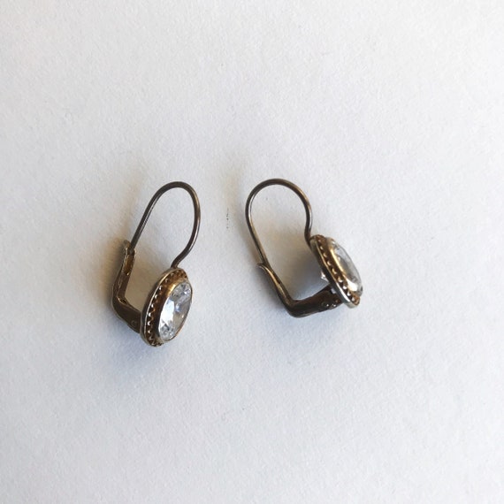 vintage earrings silver earrings rhinestone earri… - image 3