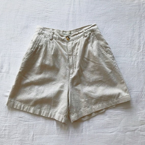 vintage shorts linen shorts 90s high waist shorts… - image 1