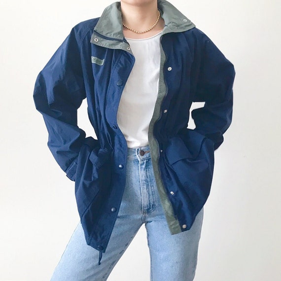 Vintage Columbia Jacket 90s Jacket Indigo Nylon Jacket Single  