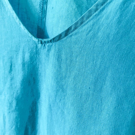 vintage linen blouse asymmetrical blue linen mini… - image 7