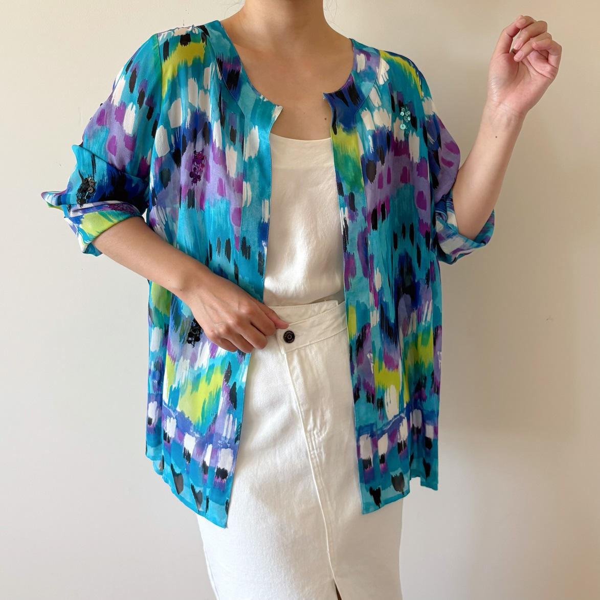 Vintage Silk Blouse Y2K Laura Ashley Silk Shirt Silk Top Abstract