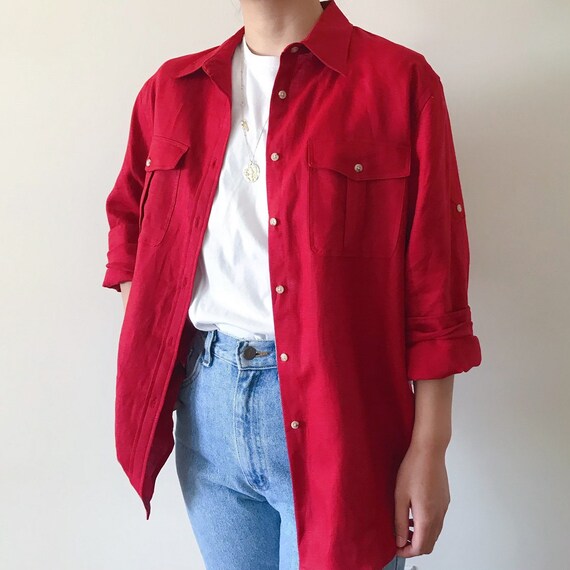 vintage linen shirt linen top linen blouse minima… - image 3