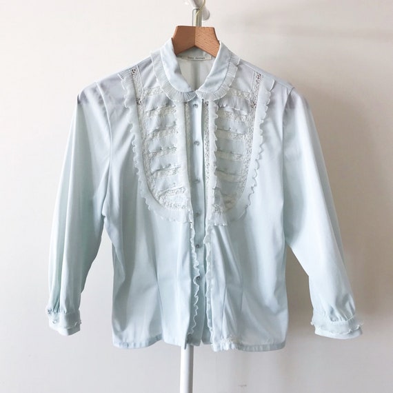 vintage blouse vintage shirt vintage top lace ruf… - image 3