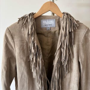 vintage jacket fringe suede jacket leather jacket suede jacket 90s retro vintage style leather coat suede coat trench coat size S image 8
