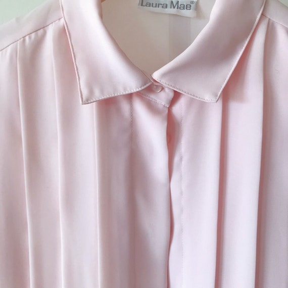 vintage silky blouse pink blush pleated silky shi… - image 8