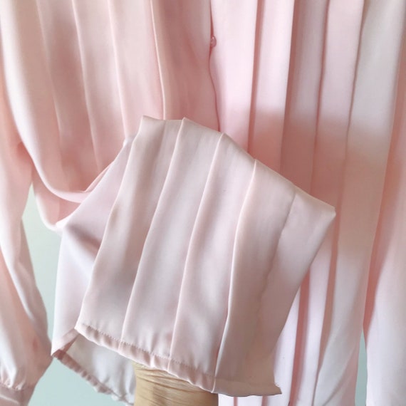 vintage silky blouse pink blush pleated silky shi… - image 9