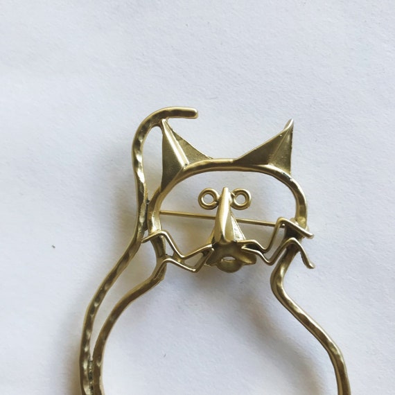 vintage brooch cat brooch animal brooch golden br… - image 6