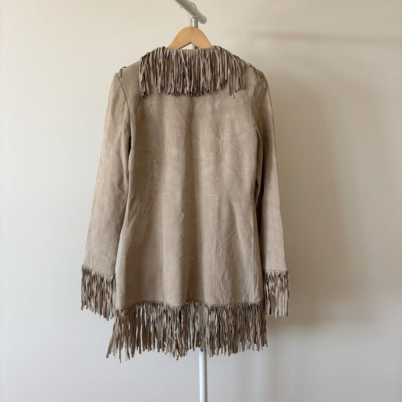 vintage jacket fringe suede jacket leather jacket suede jacket 90s retro vintage style leather coat suede coat trench coat size S image 17