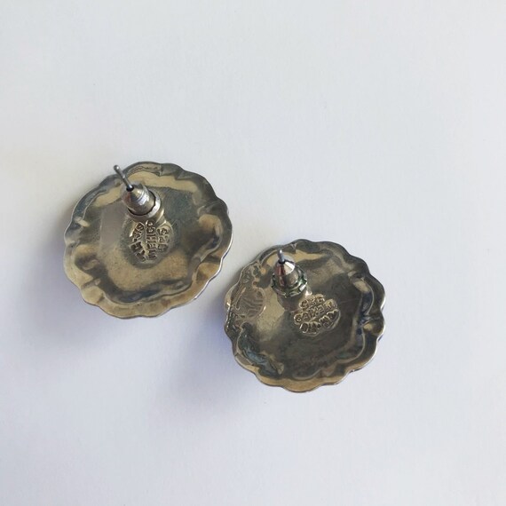 vintage silver earrings statement earrings floral… - image 3