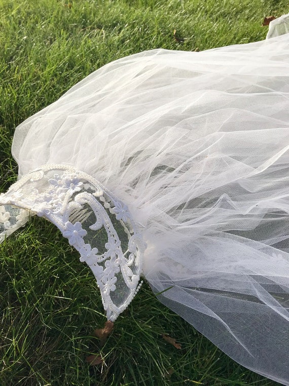 Vintage Wedding Veil Headpiece Lace knee Length 50