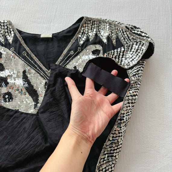 ヴィンテージシルクブラウス、シルクシャツ、シルクトップス、ビーズ  