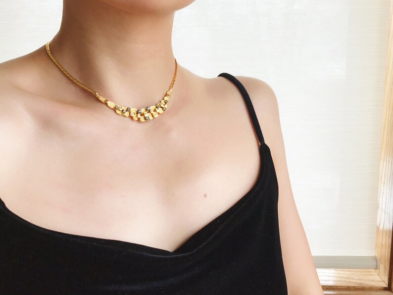vintage necklace golden necklace statement necklace rhinestone necklace cocktail necklace minimalist necklace