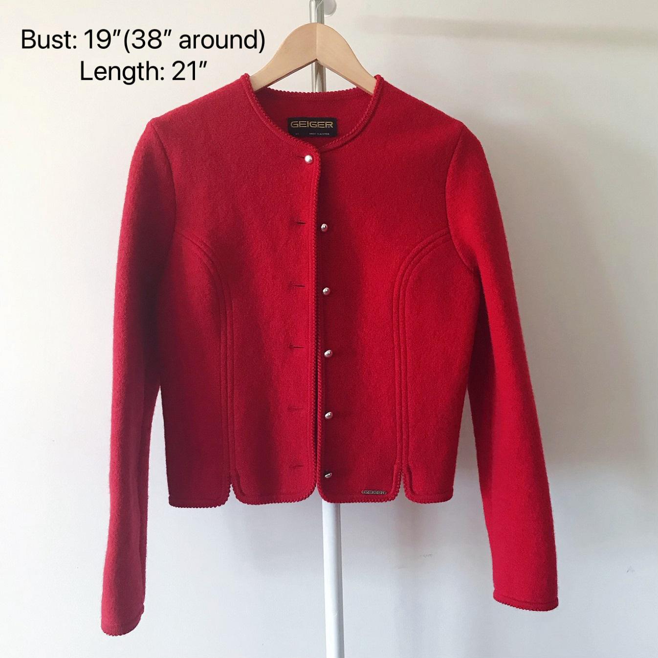 Vintage Wool Jacket Wool Blazer Boiled Wool Felted Wool Red
