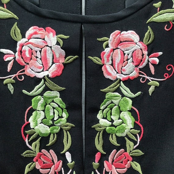 vintage silk shirt silk top embroidered floral si… - image 7