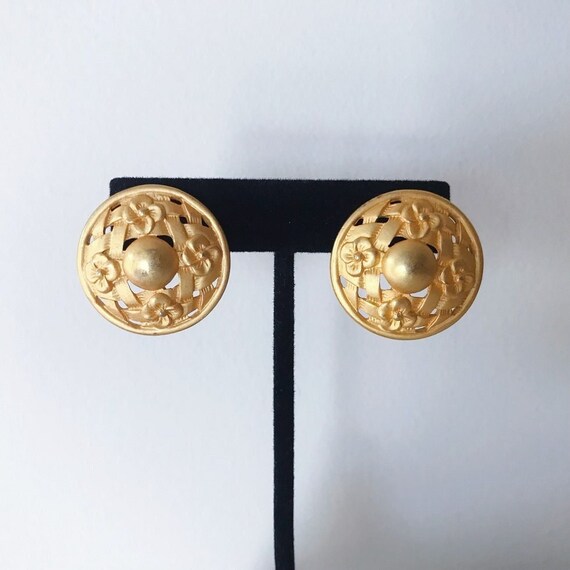 vintage earrings golden earrings stud earring shi… - image 2