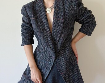 Vintage Suede Herringbone Plaid Patchwork modele Veste sur mesure pour femmes Boxy Blazer Etsy France