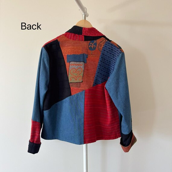 vintage jacket patchwork jacket denim blue red or… - image 10