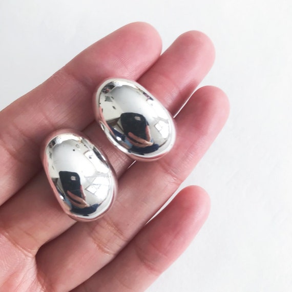 vintage silver earrings silver tone minimalist ea… - image 6