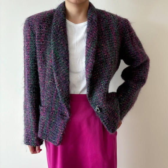 80s purple over size double set up｜メンズ