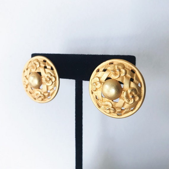 vintage earrings golden earrings stud earring shi… - image 3