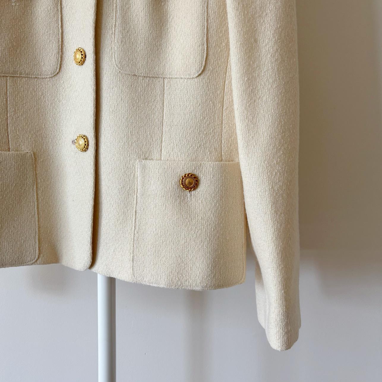 Vintage Wool Blazer Wool Jacket White Jacket Classic Design 90s