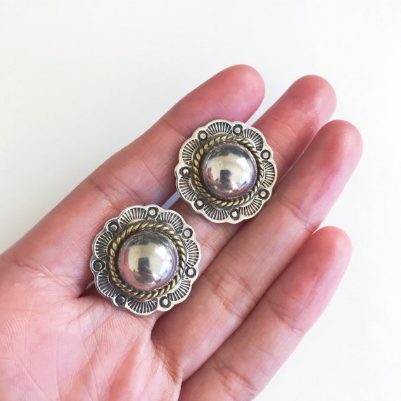 vintage silver earrings statement earrings floral… - image 5