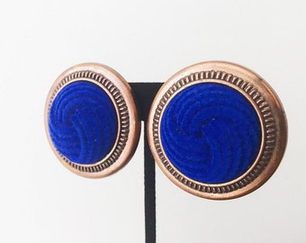 vintage earrings stud earrings big round statement earrings royal blue velvet earrings cocktail earrings handmade earrings